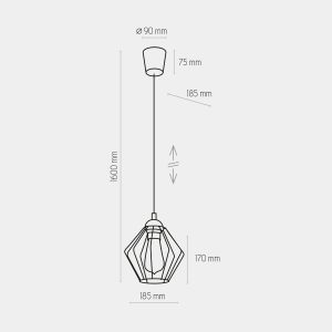Suspension lumineuse GALAXY DM16 E27 - noir/cuivre