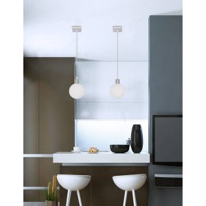 Suspension ODEN 12cm G9 - chrome/blanc