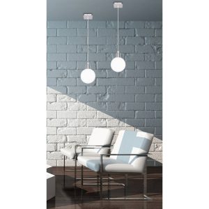 Suspension ODEN 12cm G9 - chrome/blanc