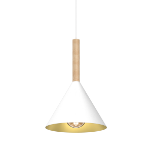 Suspension PERU Ø21cm E27 - blanc/bois