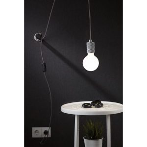 Suspension sans abat-jour avec interrupteur Neordic TILLA E27 - gris aluminium