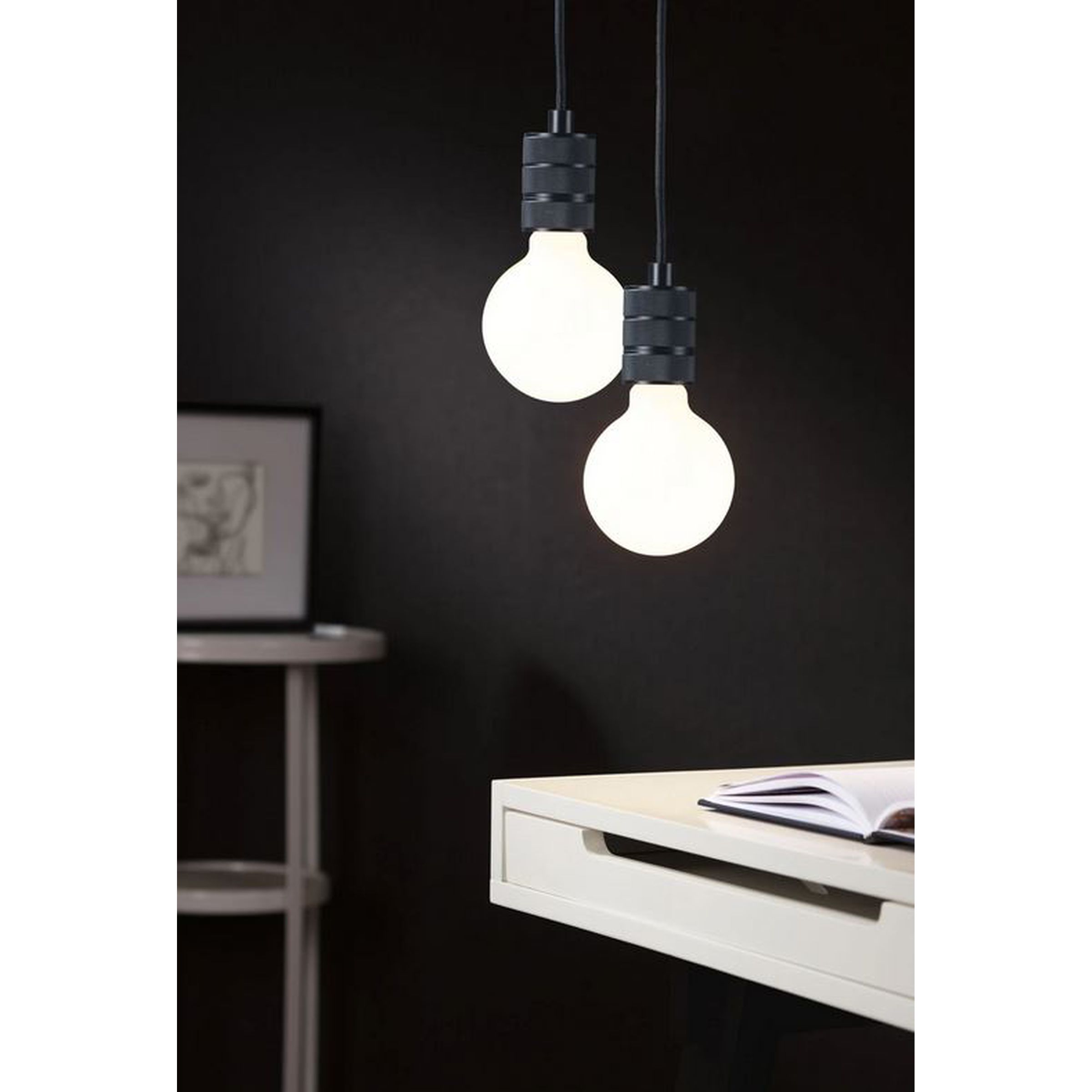 Suspension sans abat-jour Neordic TILLA E27 - gris graphite et noir