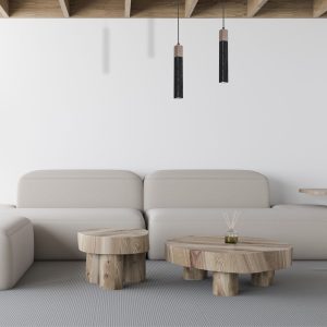 Suspension SOLO SAWN GU10 MR11 - noir/bois